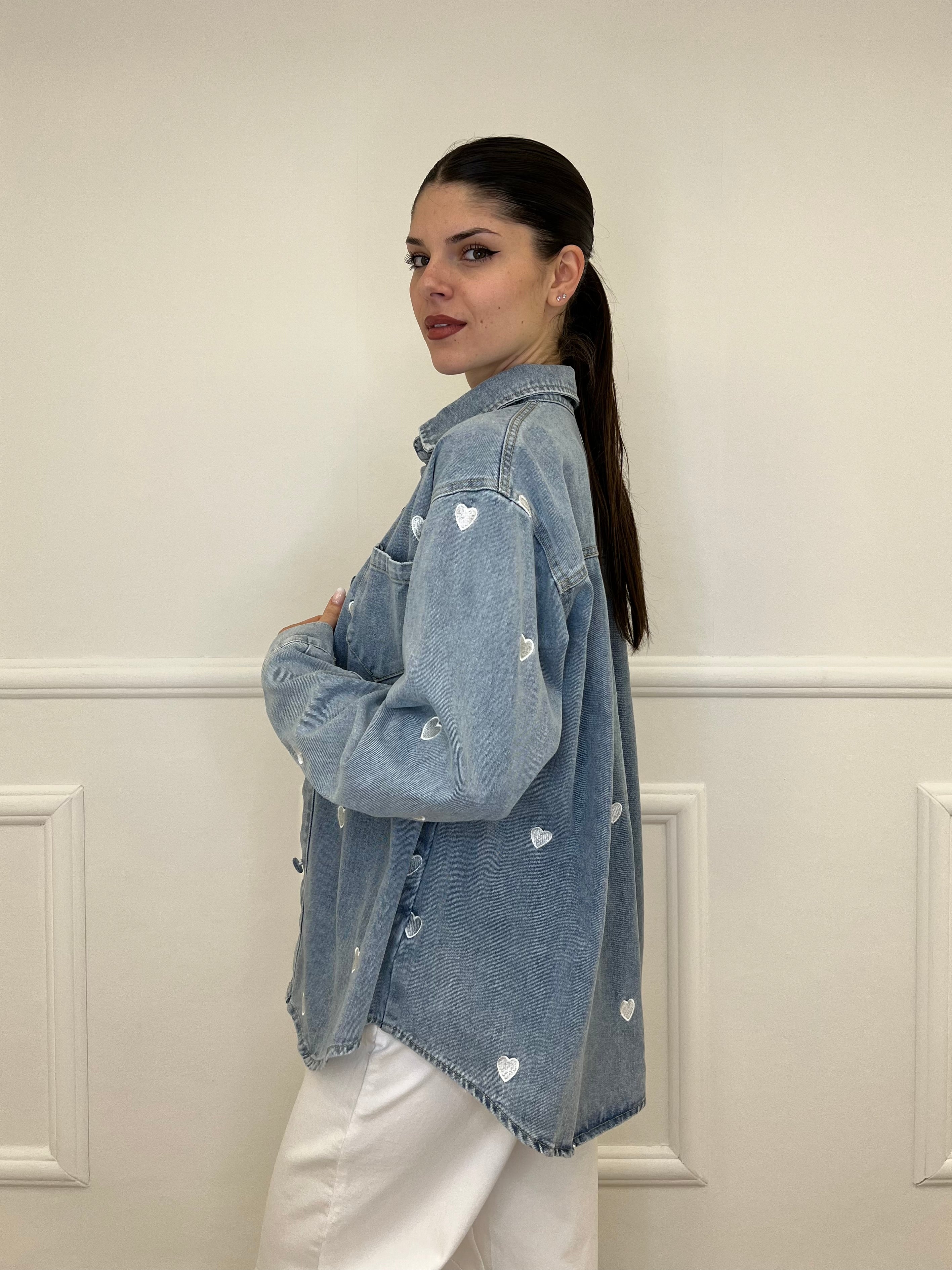 Giacca Camicia Denim Cuori 0805 Jeans