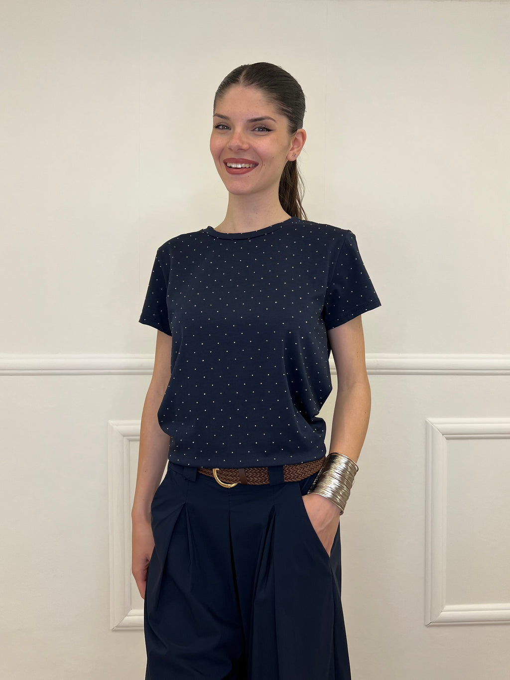 T-shirt Strass 8142 Blu
