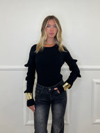 Maglia Maniche Goffrate 7867 Nero