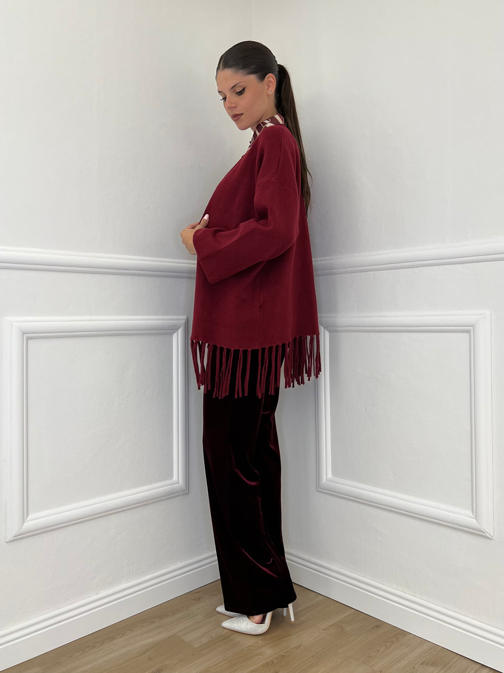 Cardigan Frange DL7296 India - Bazar Abbigliamento