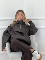 Bomber Ecopelle Martellata F01 Marrone
