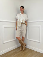 Camicia Ricami Lurex 18090 Bianco