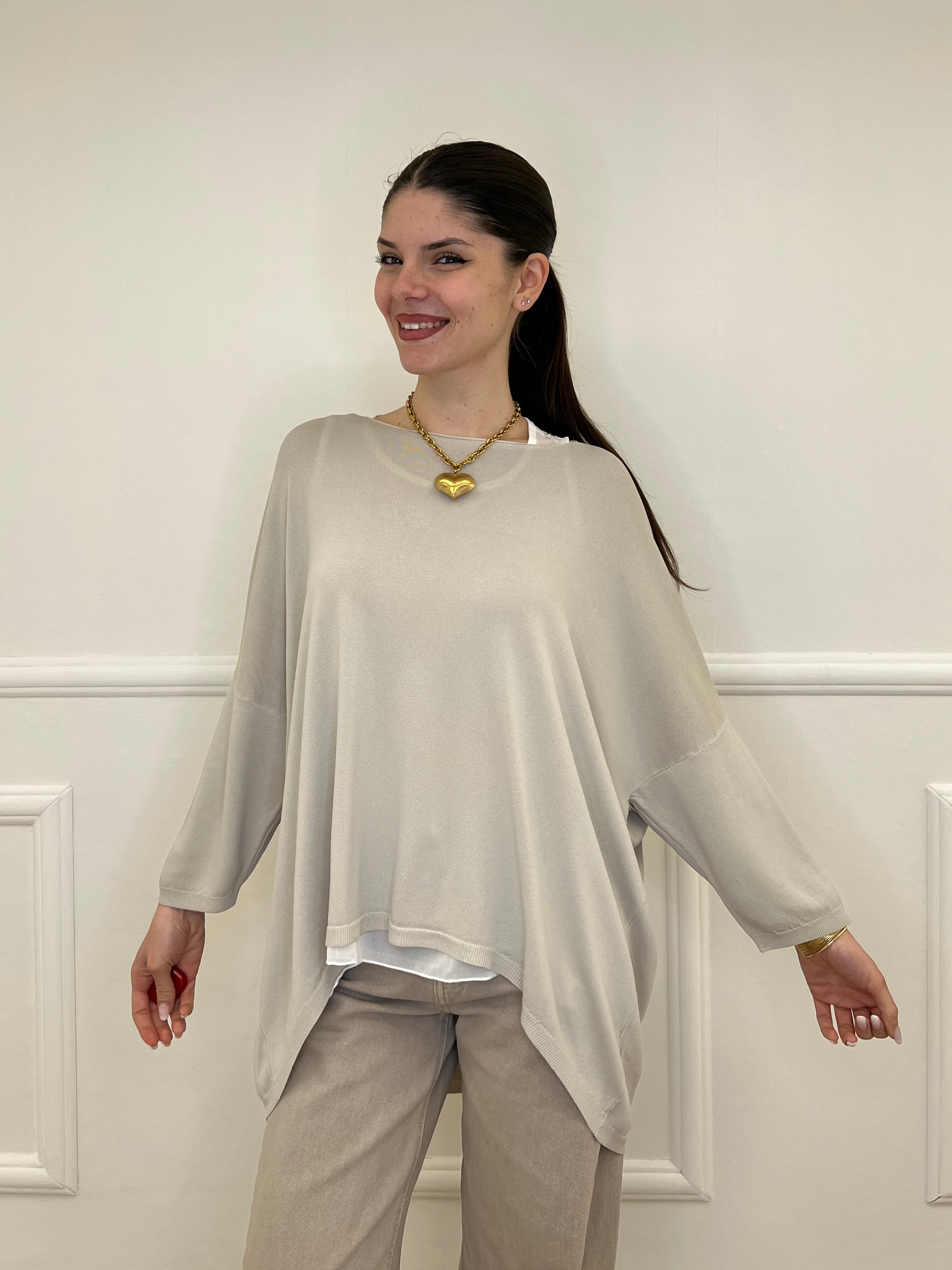 Twin Set Maxi Maglia e Canotta 53716 Ecru