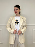 Blazer Oversize in Eco Pelle 30551 Beige