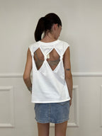 Maglia Spilla Schiena Cut Out 5358 Bianco
