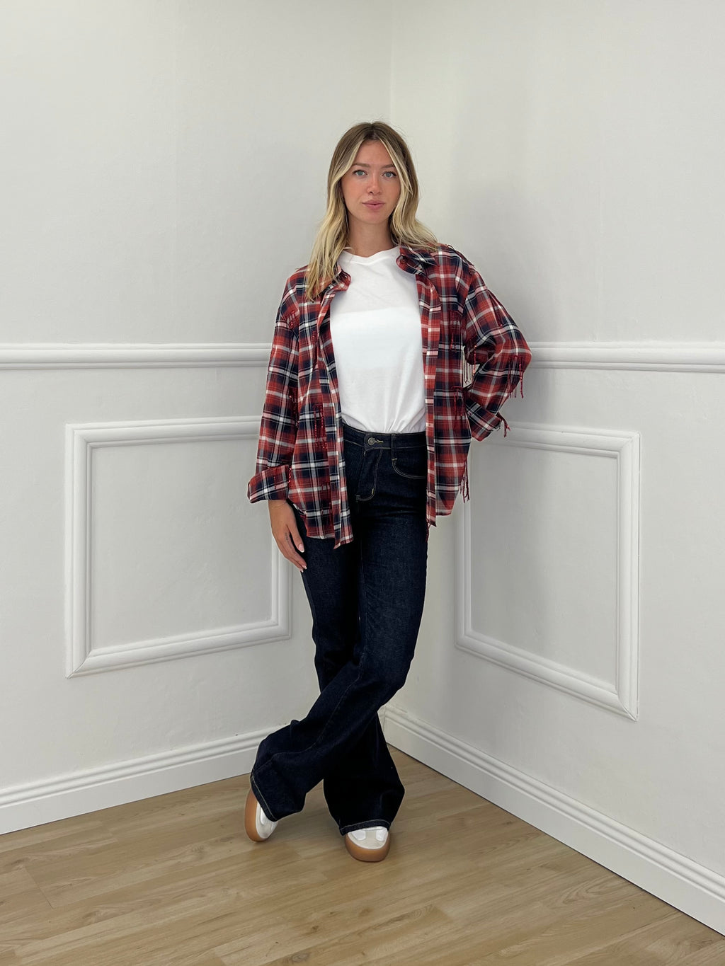 Camicia Madras Paillettes C283 Bordeaux