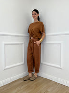 Pantalone Baggy Lino Coulisse 825772 Mattone