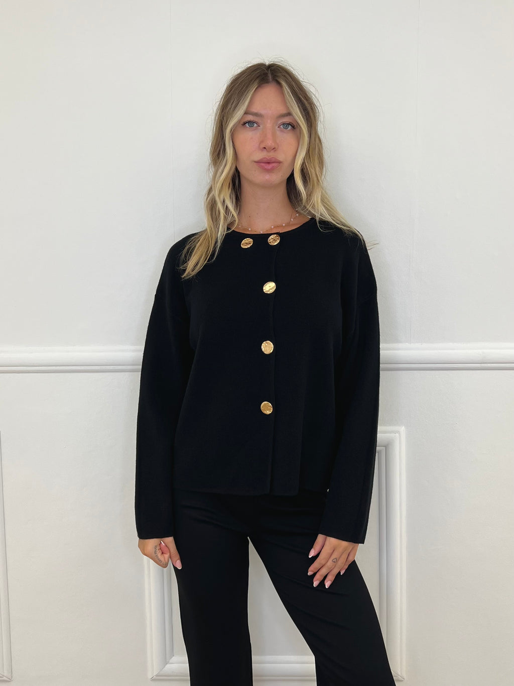 Cardigan Coreana Bottoni 7370 Nero