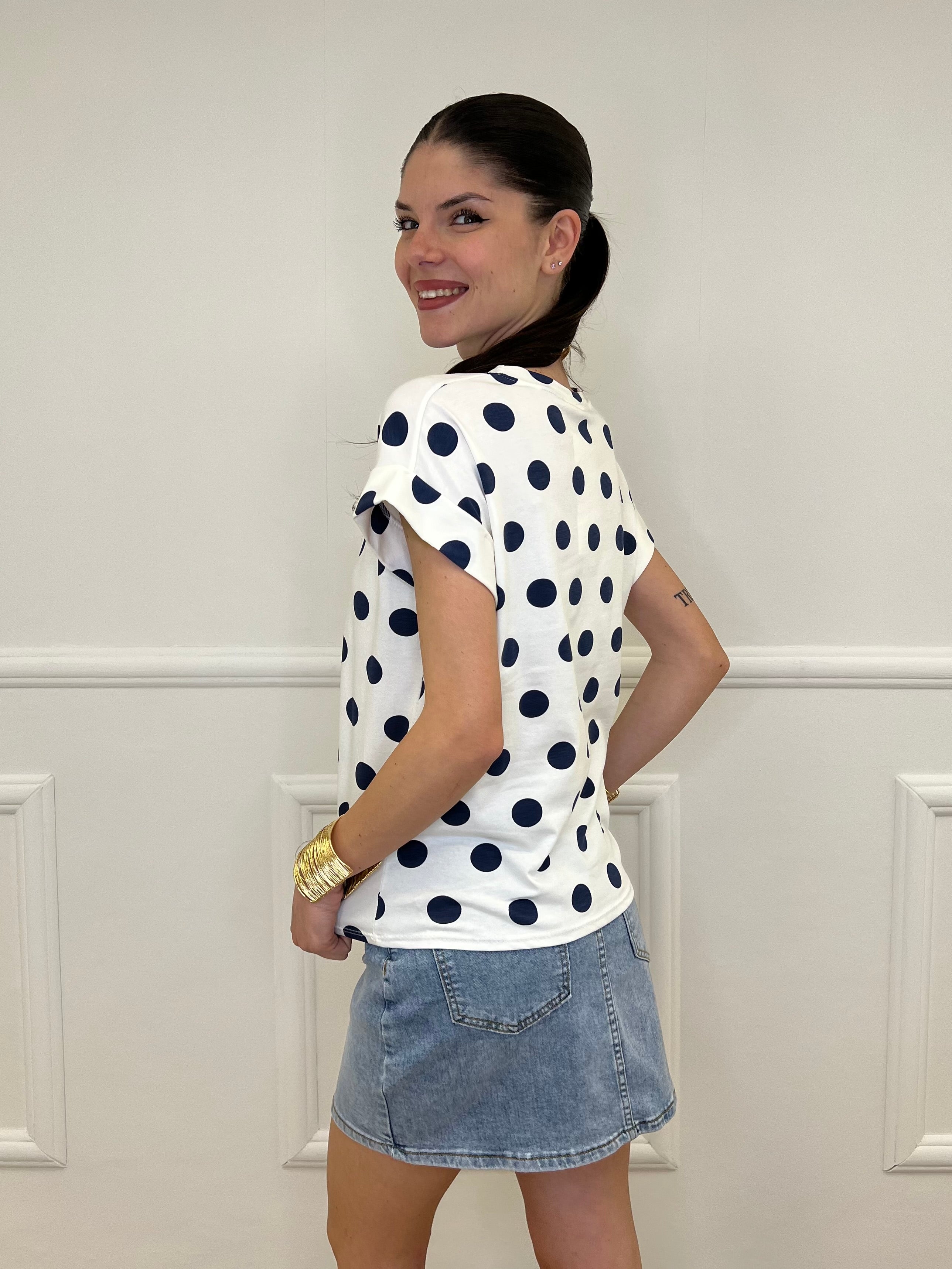 Maglia Over Pois A4305 Blu