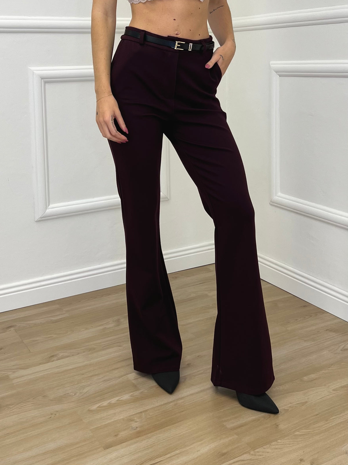 Pantalone Flare Punto Milano 34115 Burgundy