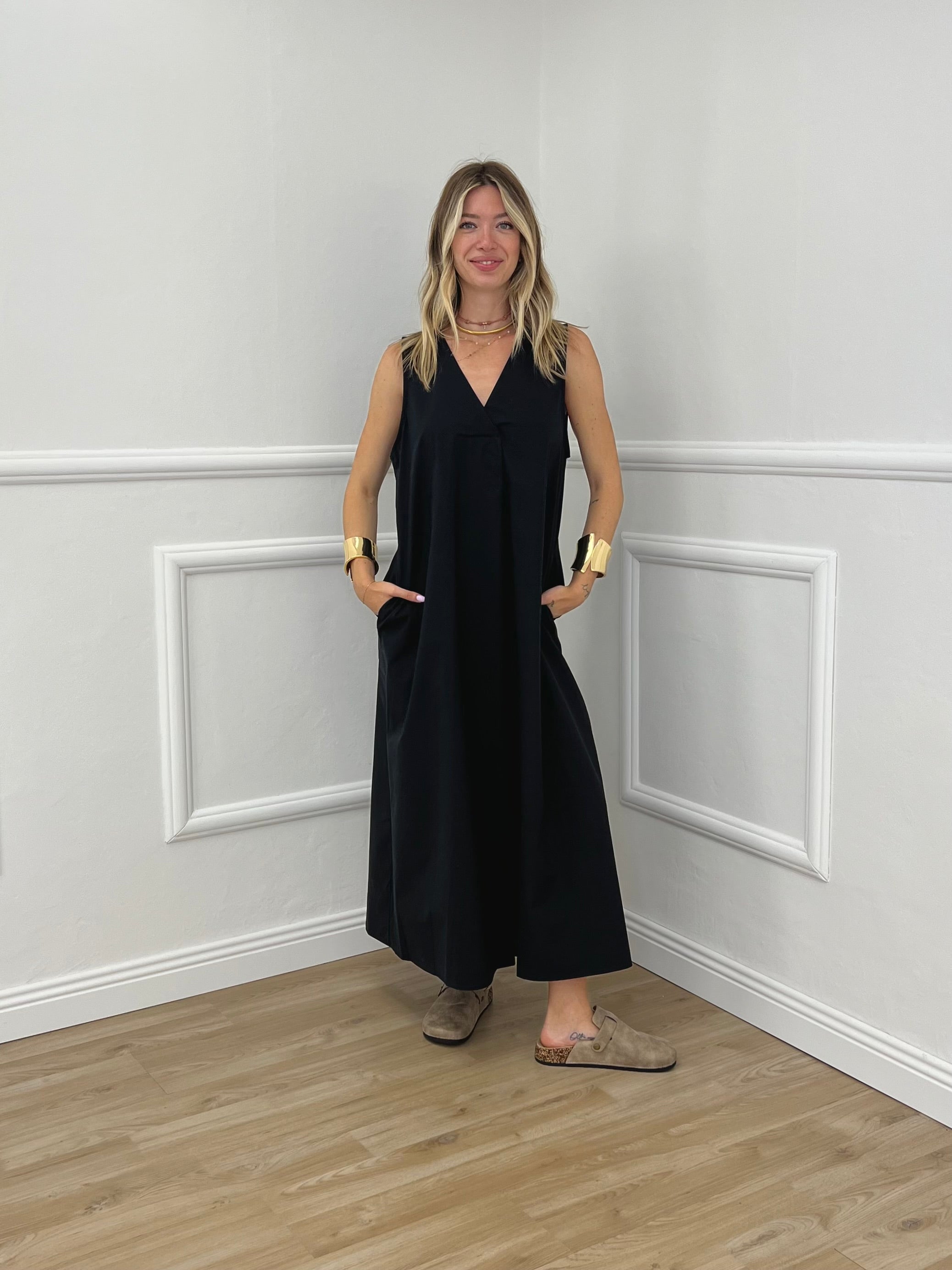 Abito Sfondo Piega 83381 Nero
