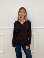 Camicia In Jersey Di Viscosa 28163L Marrone