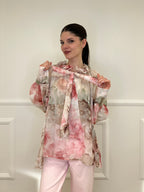 Blusa Voile Fiori Con Fiocco 4284 Ecru