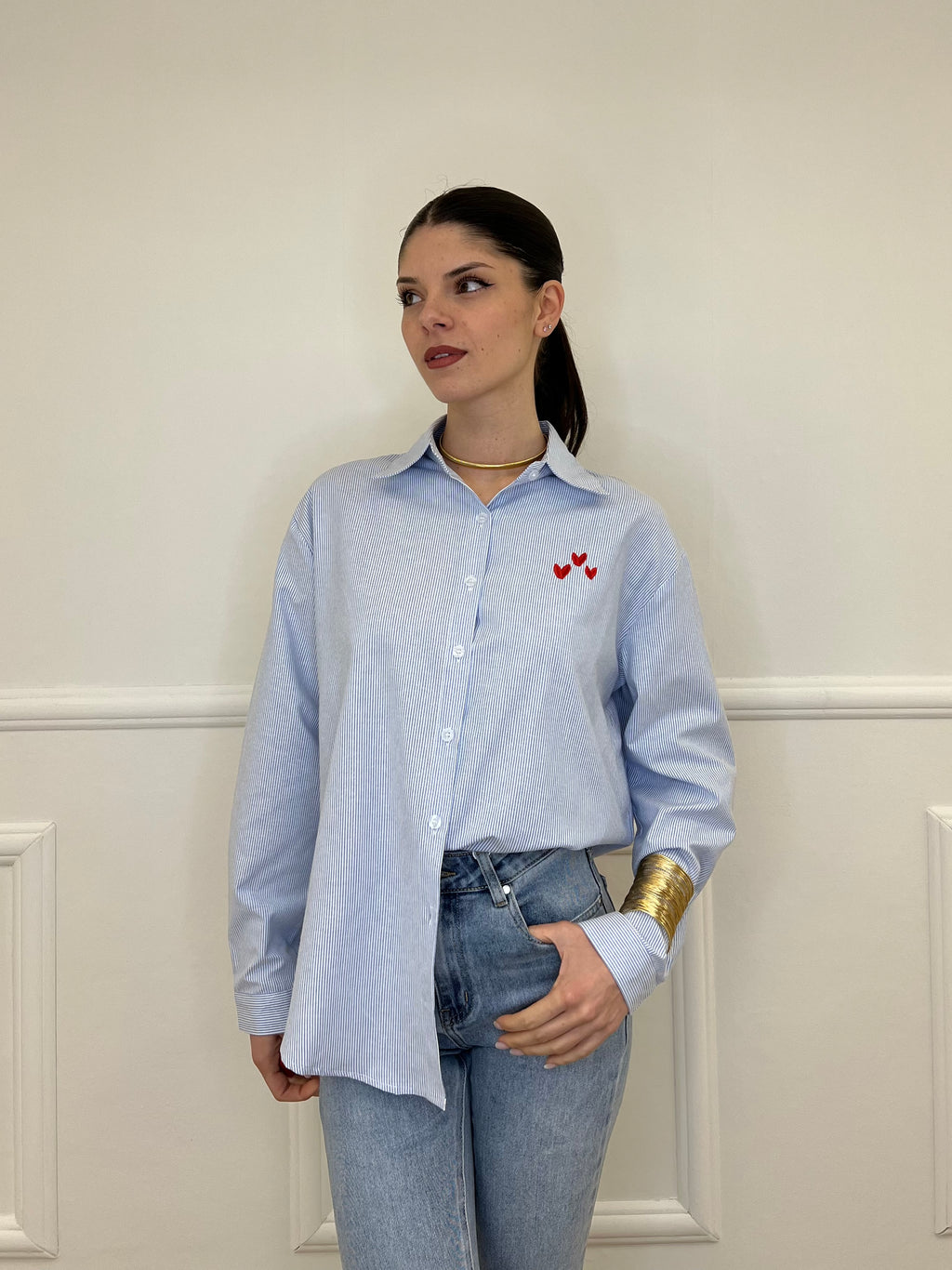 Camicia Ricamo "Fitnes Atty" 2497 Azzurro
