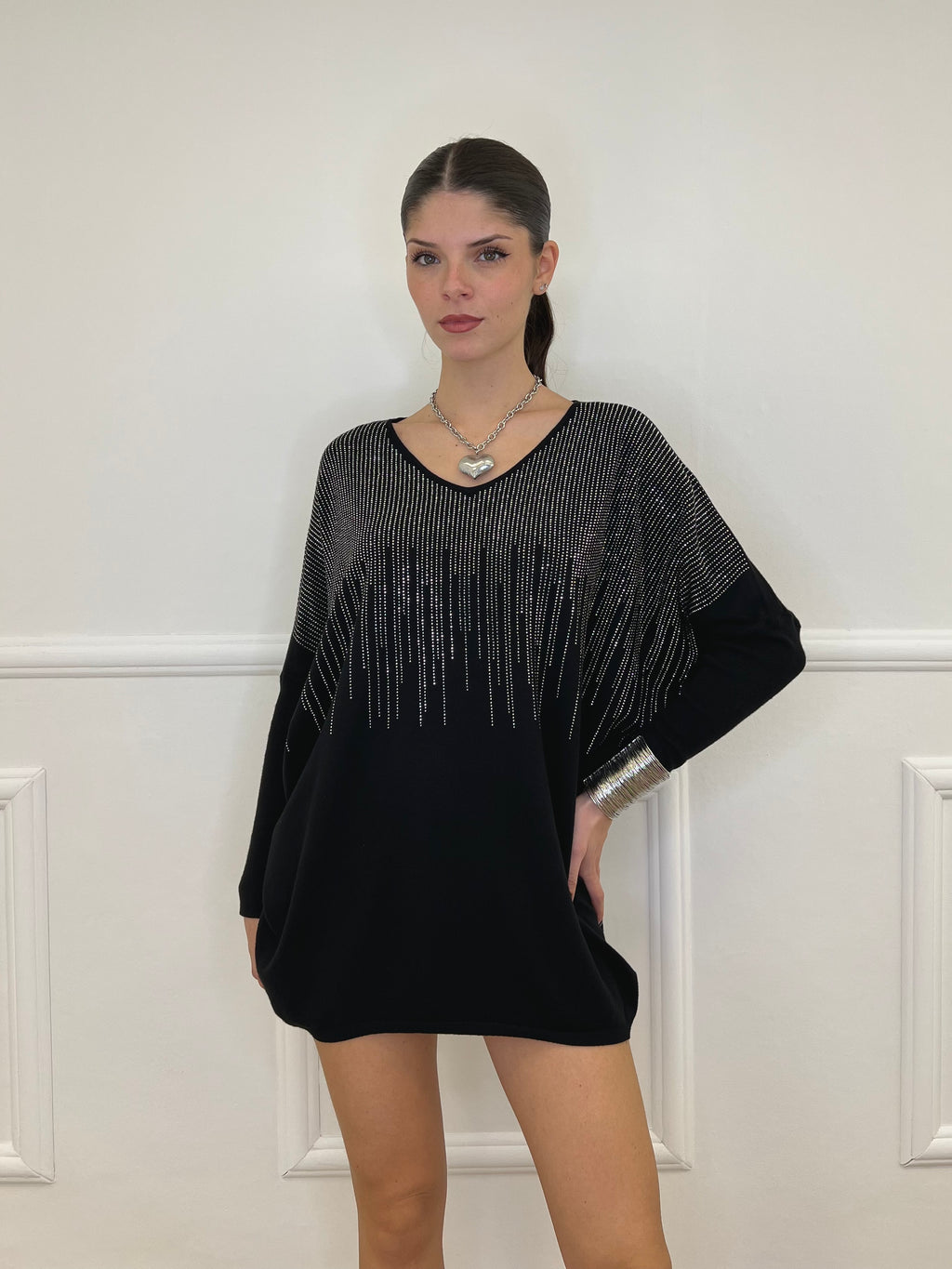 Maxi Maglia Strass 5292 Nero