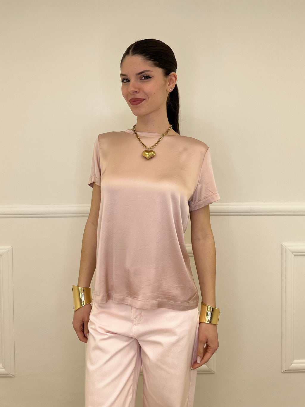 Maglietta In Raso Di Viscosa 82008 Rosa