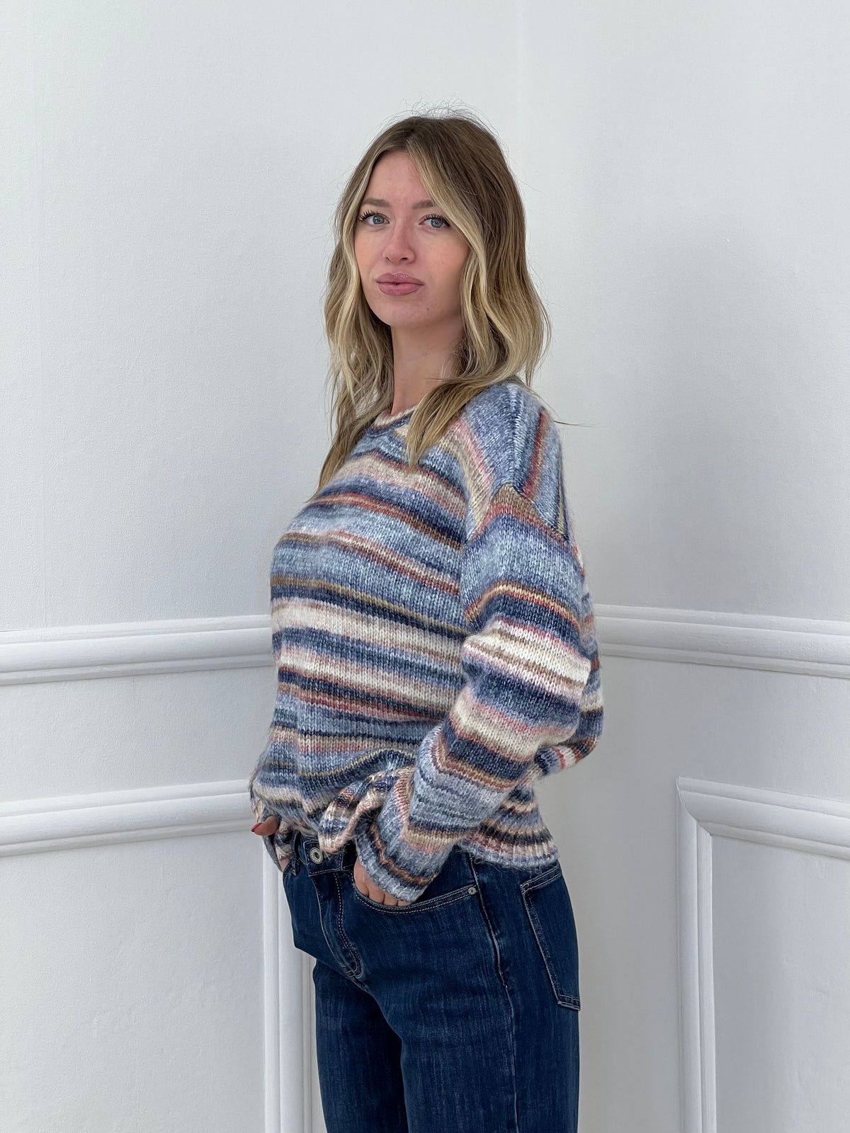 Maglia Righe Multicolor 37066 Blu