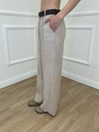 Pantalone Lino Cintura 22525 Beige