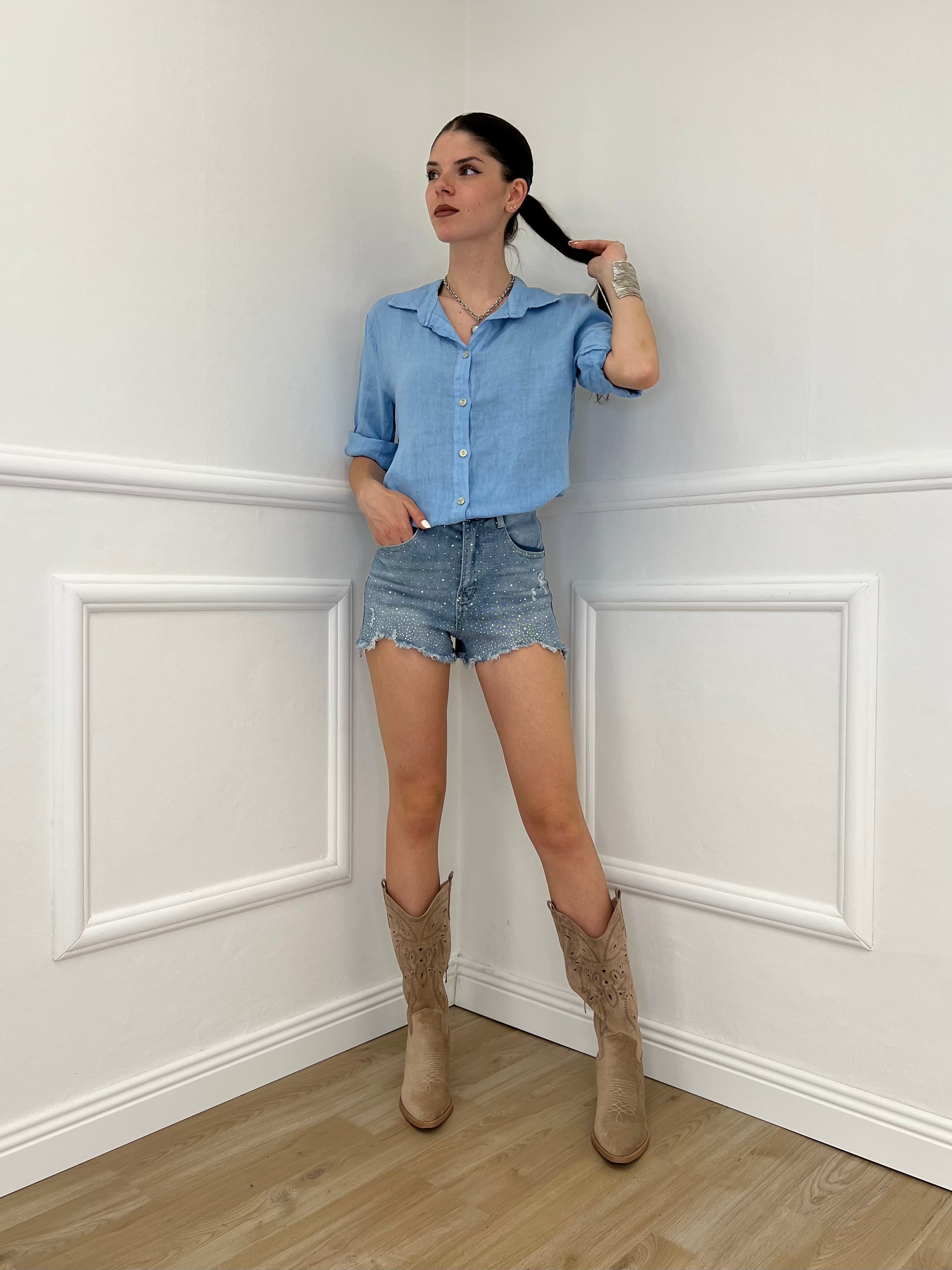 Camicia Over In Lino 1789 Azzurro
