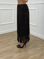 Gonna Scamosciata Frange 5307 Marrone