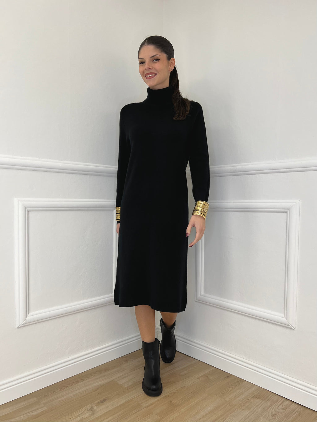 Abito Dolcevita Maglia 3077 Nero