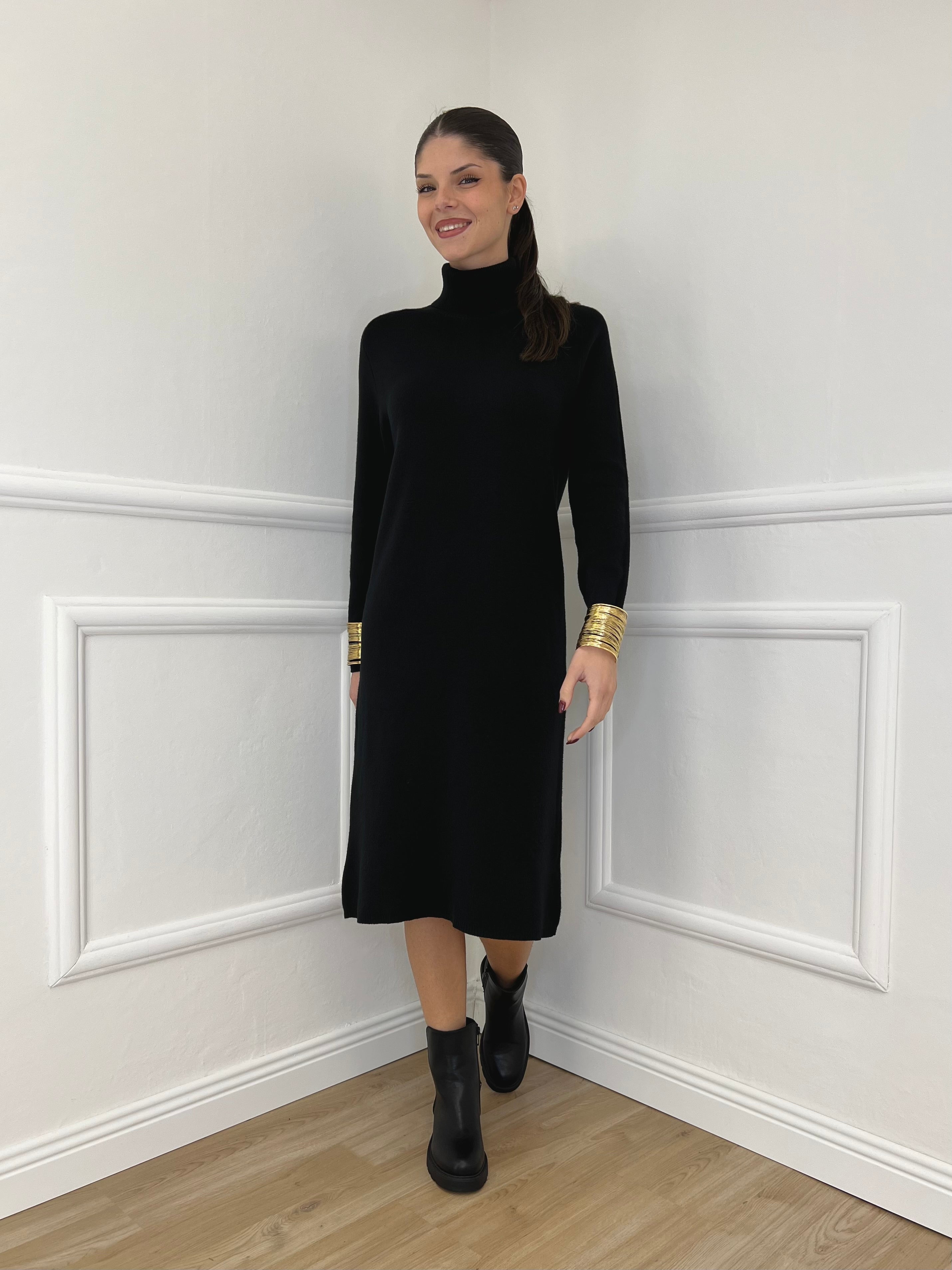 Abito Dolcevita Maglia 3077 Nero