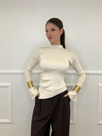 Maglia Drappeggio 081168 Panna