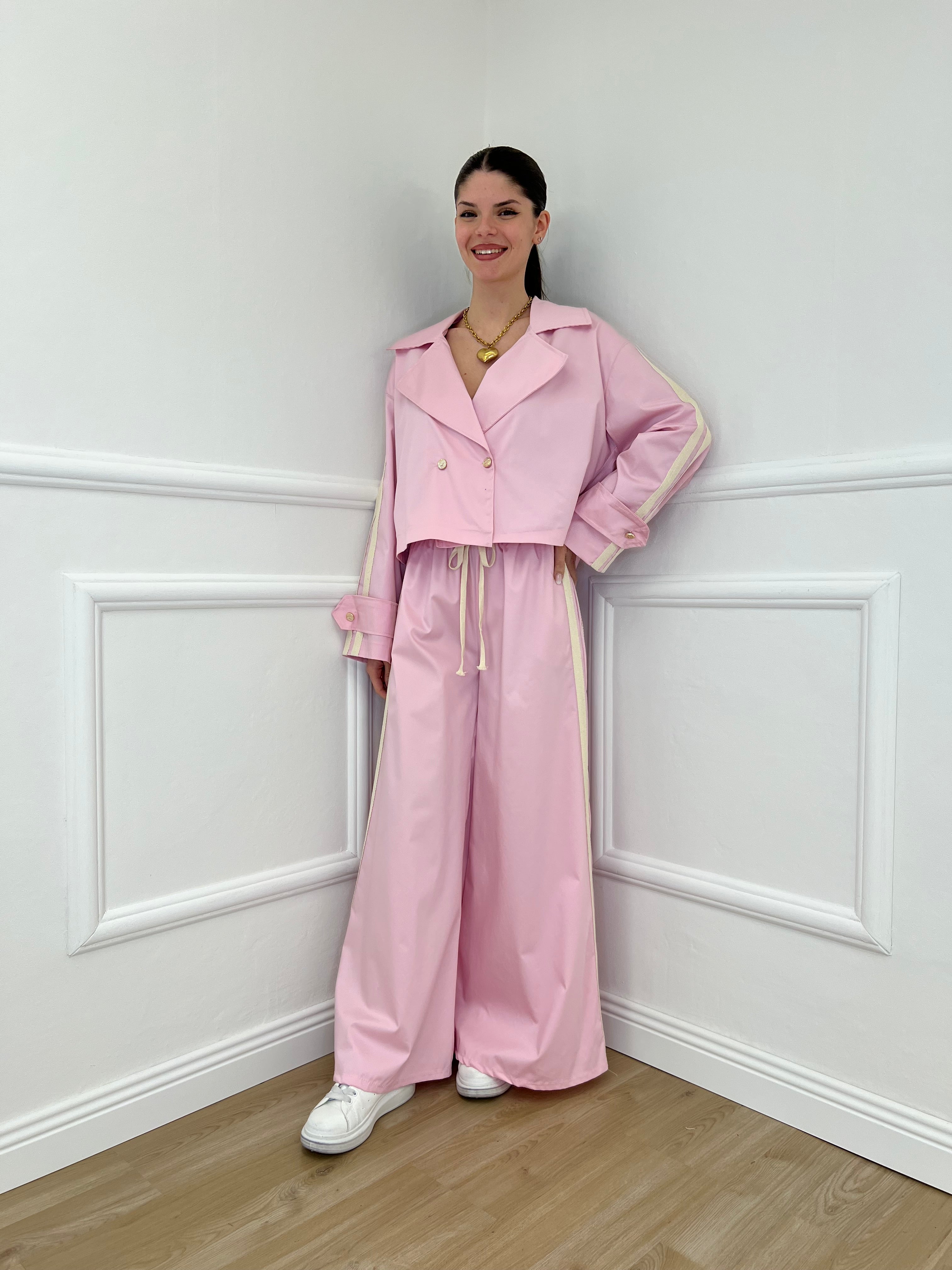 Pantalone Palazzo Bande 7809 Rosa