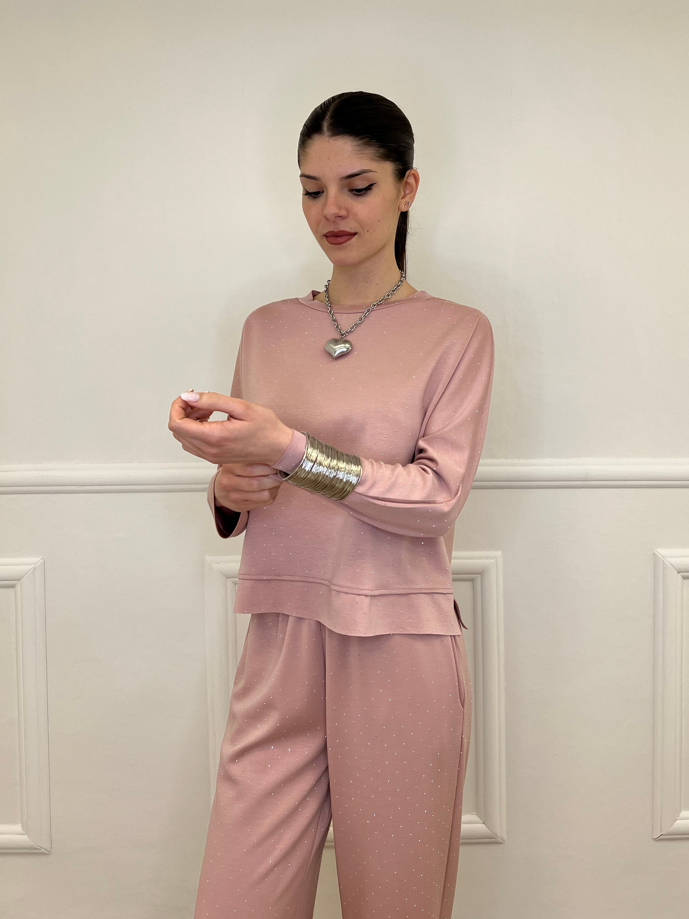 Completo Tuta Strass 036521 Rosa