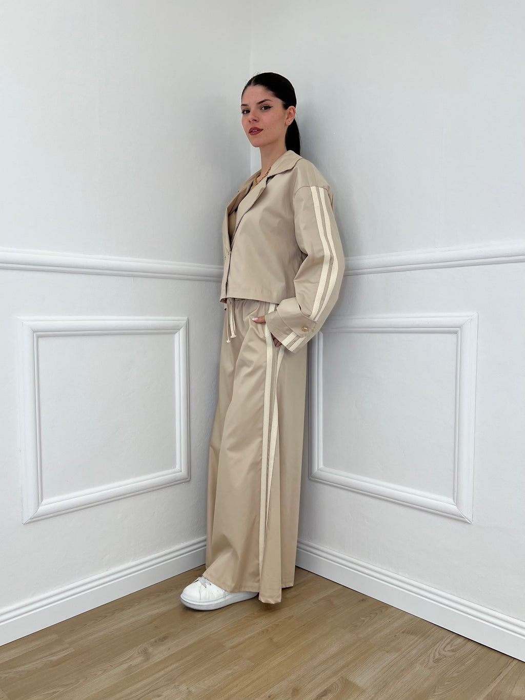 Pantalone Palazzo Bande 7809 Ecru