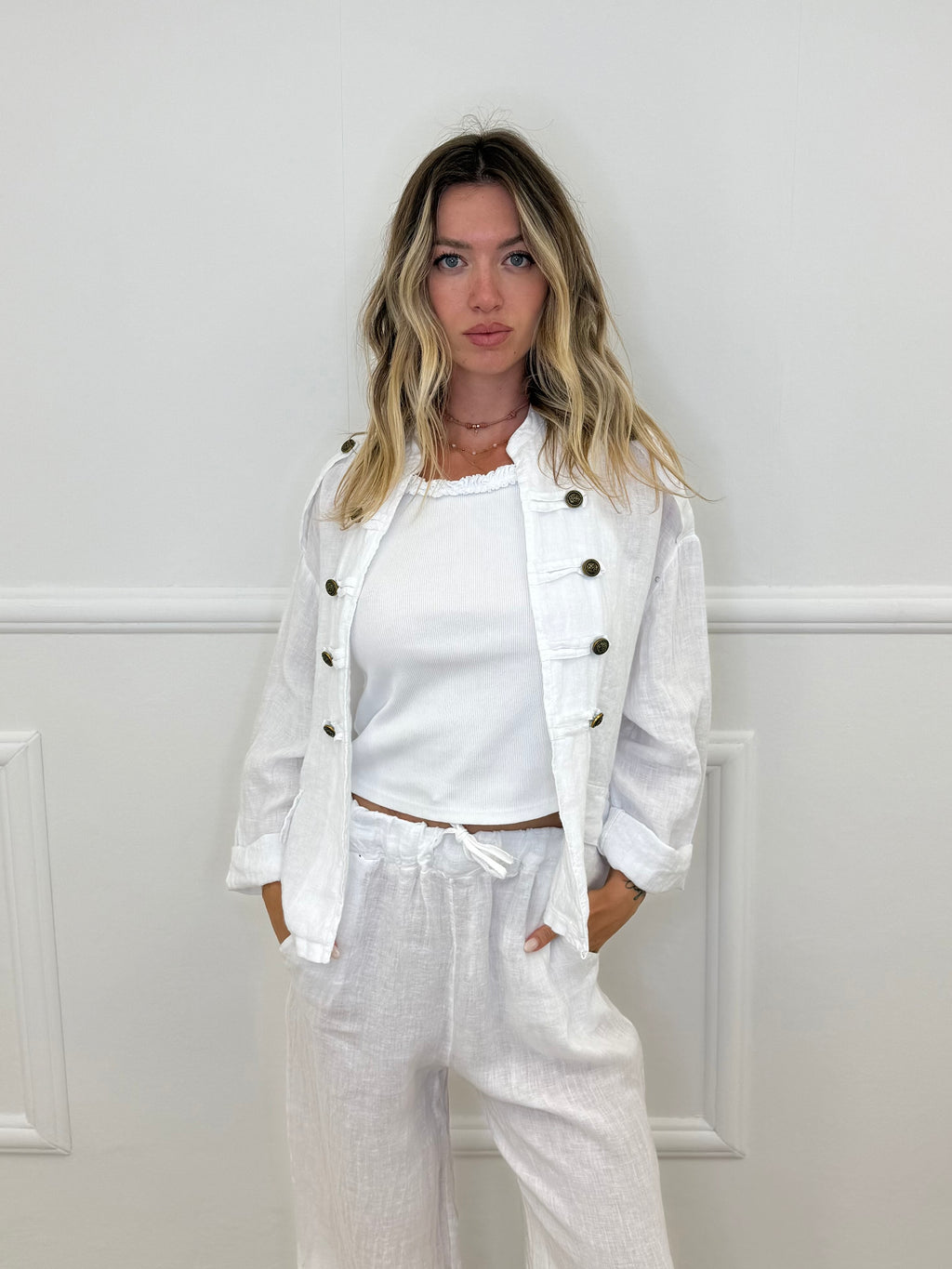 Giacca 100% Lino Alamari 926165 Bianco