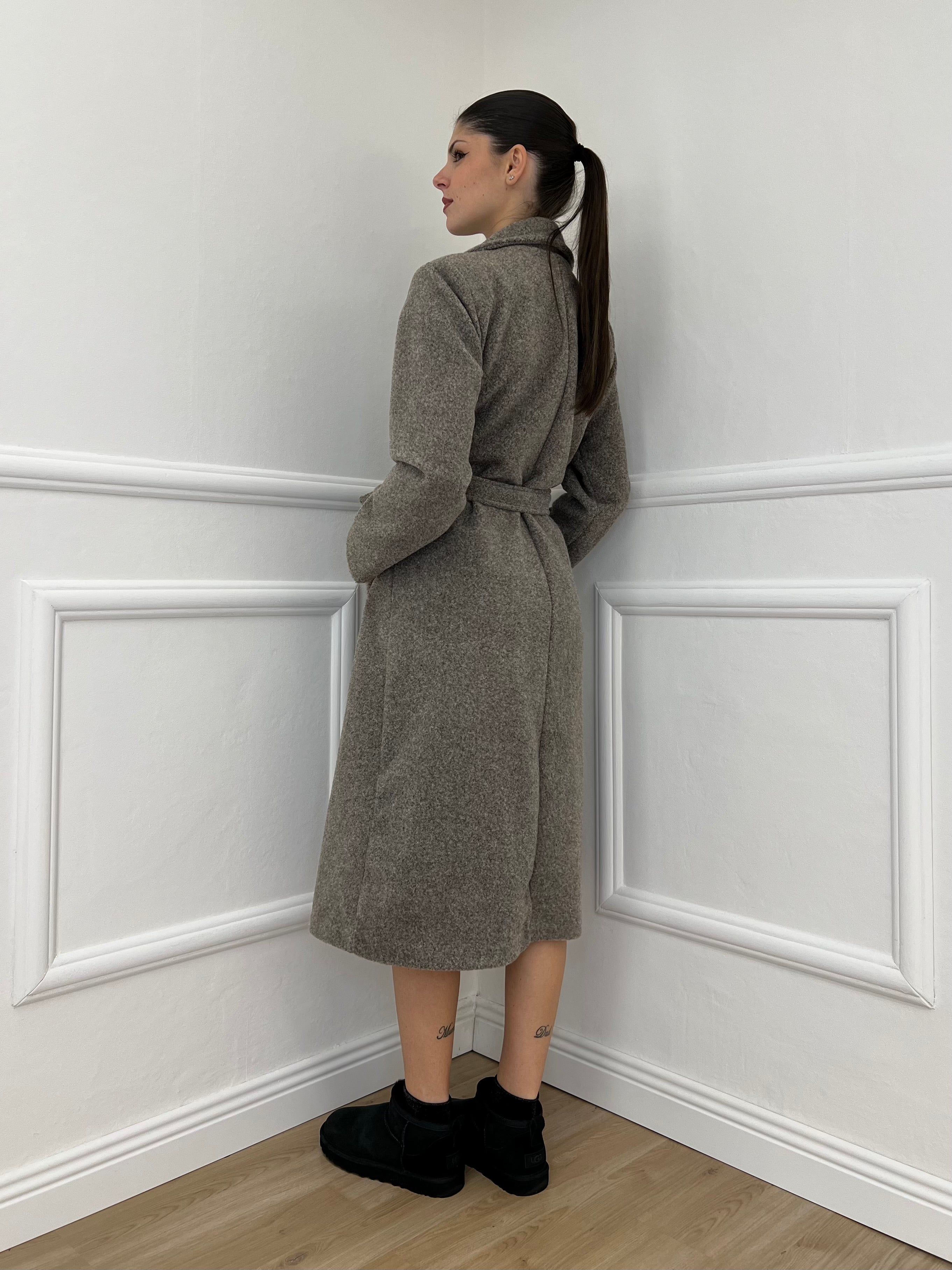 Cappotto Bouclé Cintura 91022 Taupe