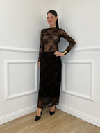 Gonna Tulle Ricami 139-833 Moro