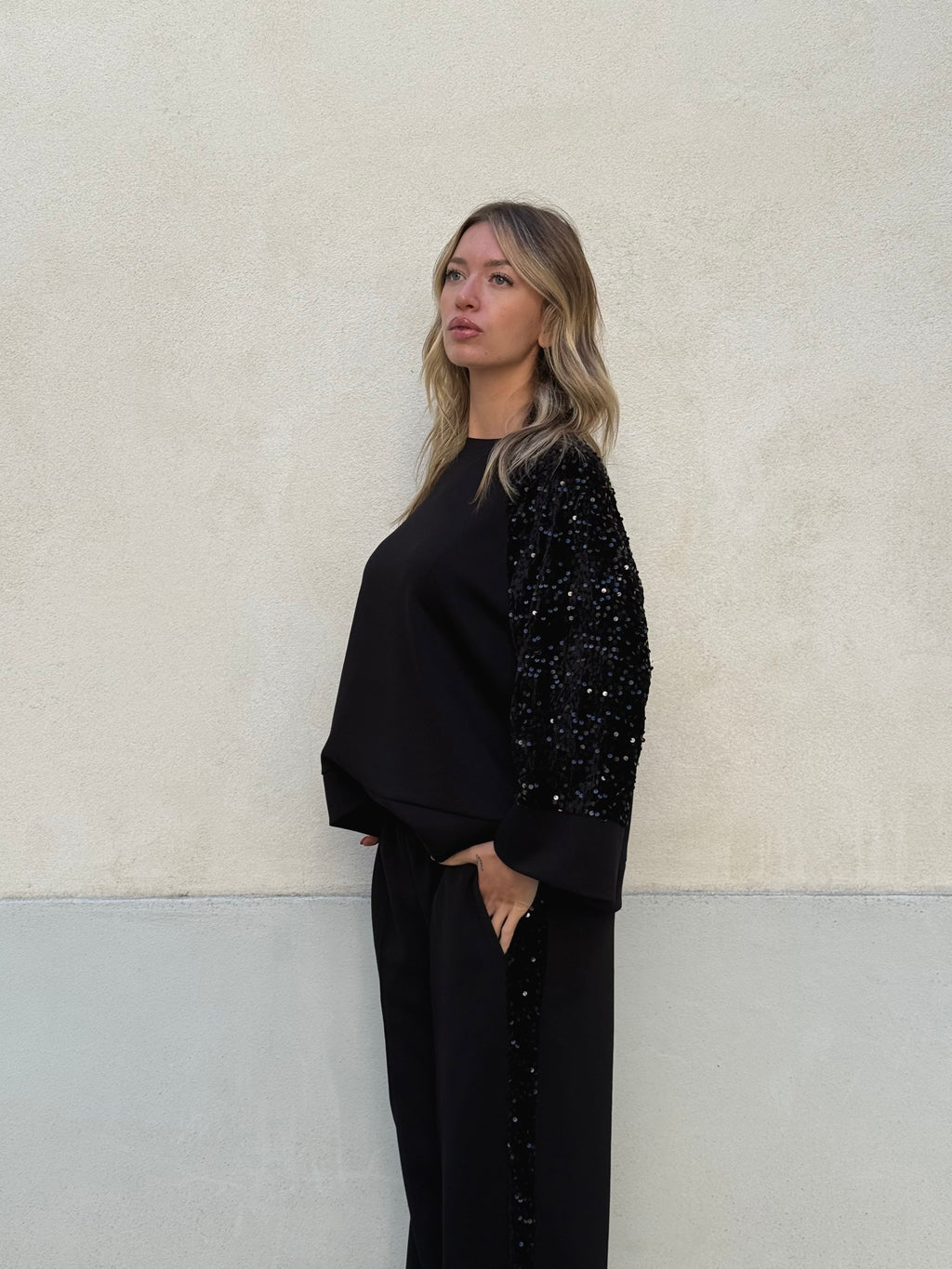 Tuta Inserti Paillettes L3110 Nero