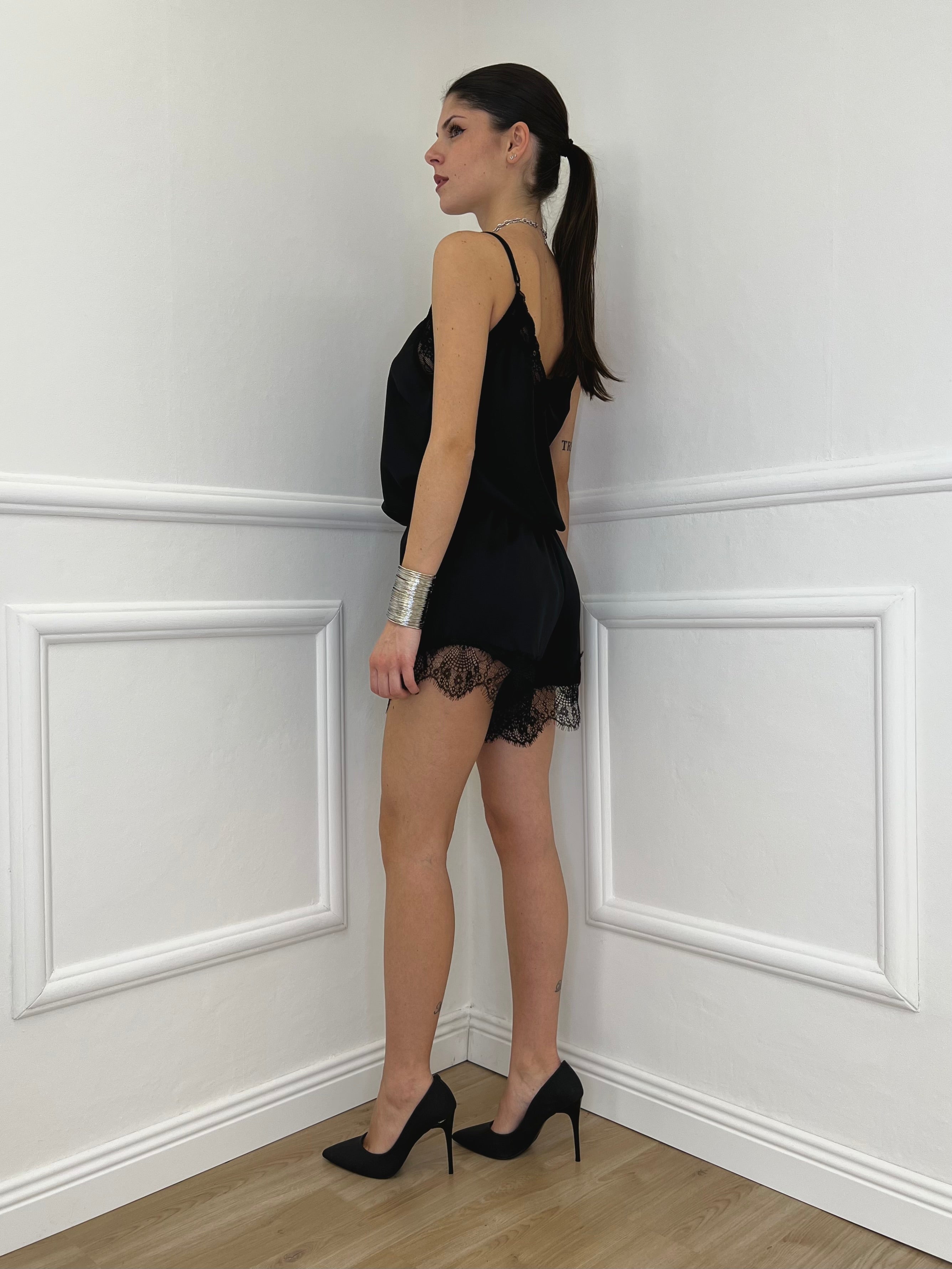 Shorts Lingerie Pizzo L337 Nero