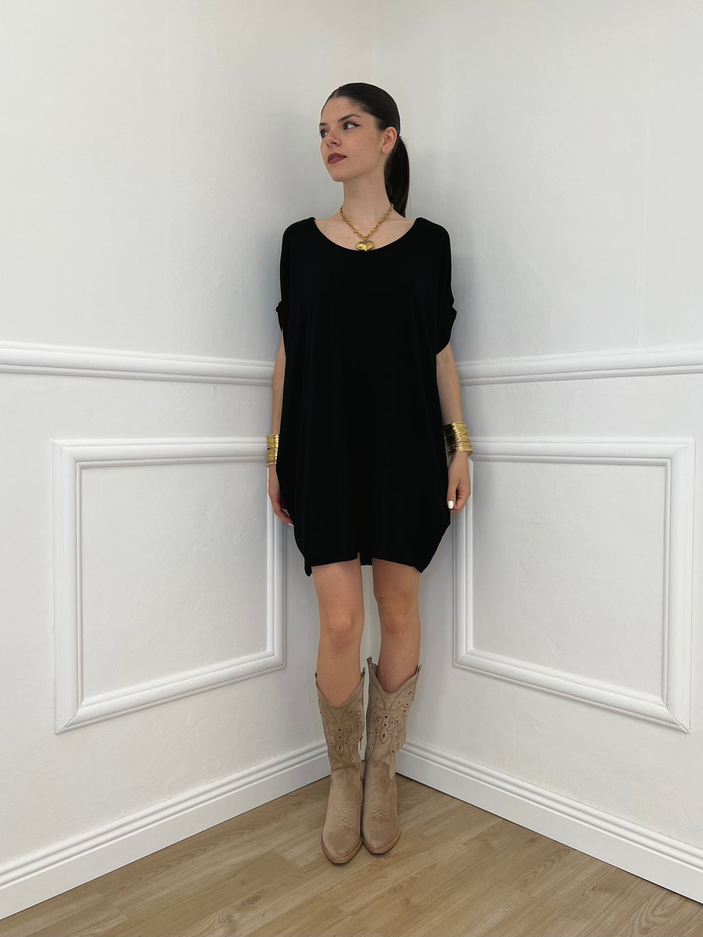 Abito Oversize Viscosa 9980 Nero