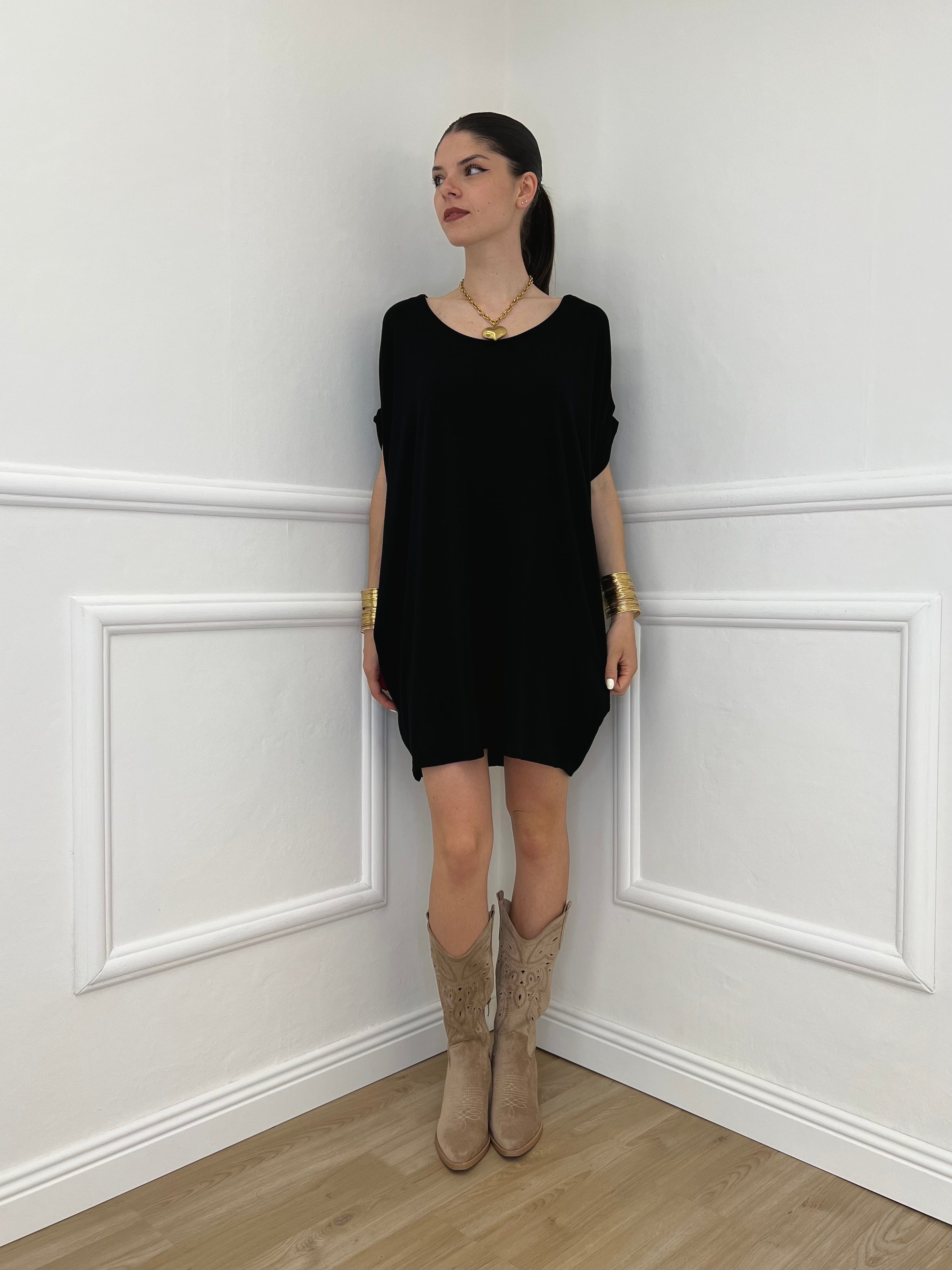 Abito Oversize Viscosa 9980 Nero