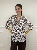 Camicia Fiori Coreana 2588-2 Marrone
