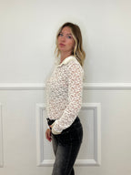 Camicia Pizzo Velluto 121493 Panna