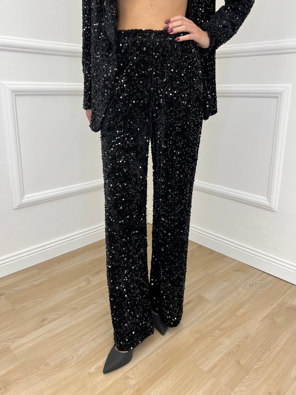 Pantalone Ciniglia Paillettes 2460 Nero