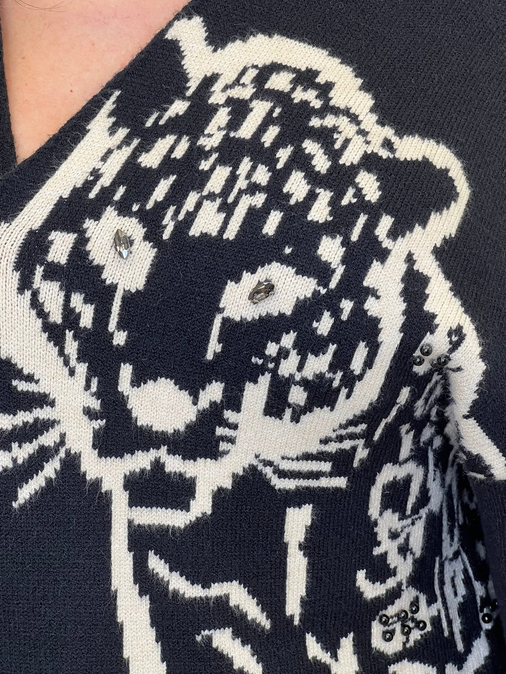 Cardigan Jacquard Jungle 90059 Nero