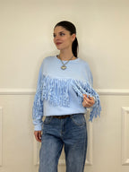 Felpa con Frange 5653-891 Azzurro