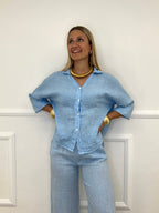 Camicia Scatoletta Lino 89303 Azzurro