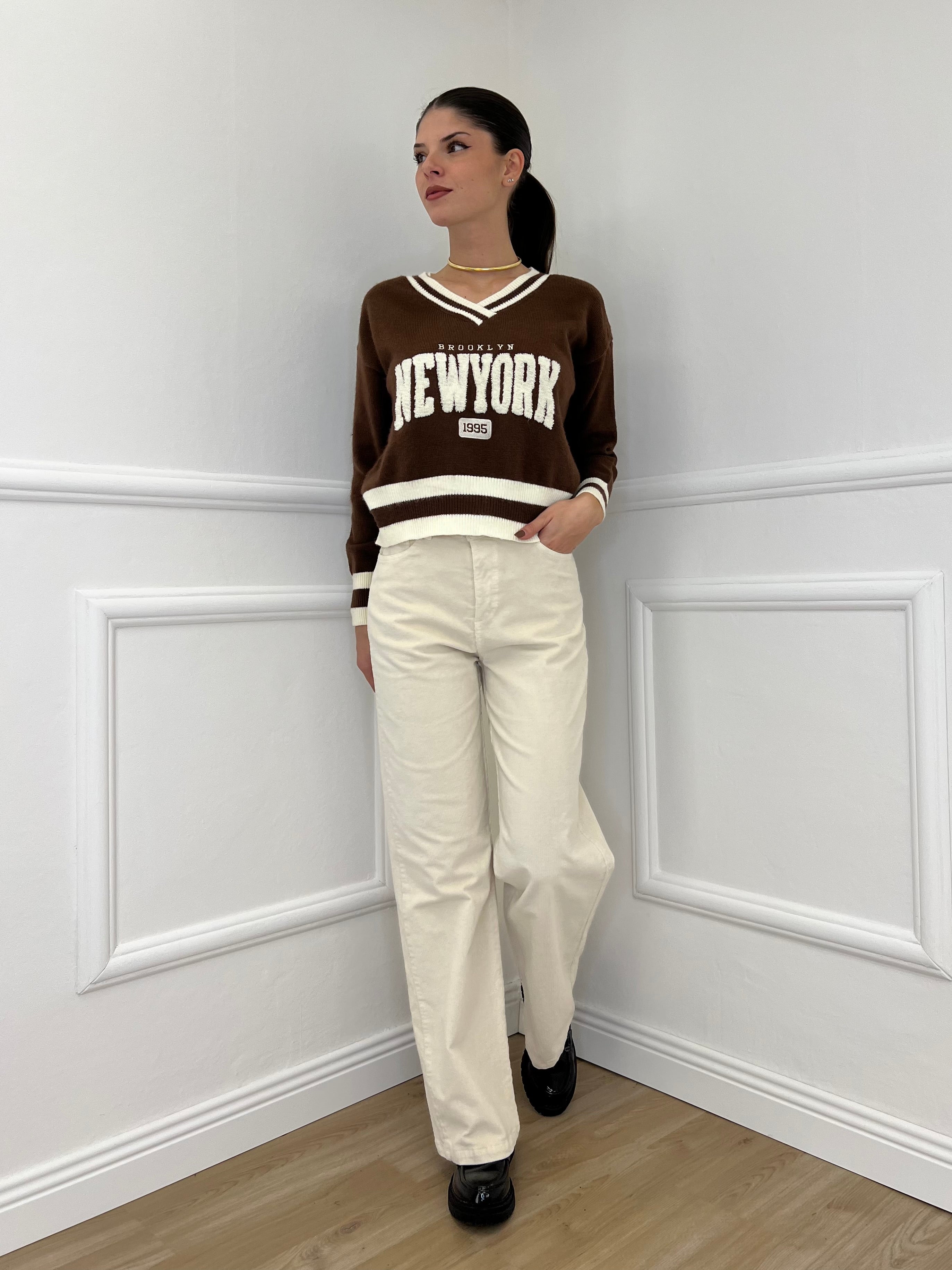 Pantalone Millerighe 824604 Panna