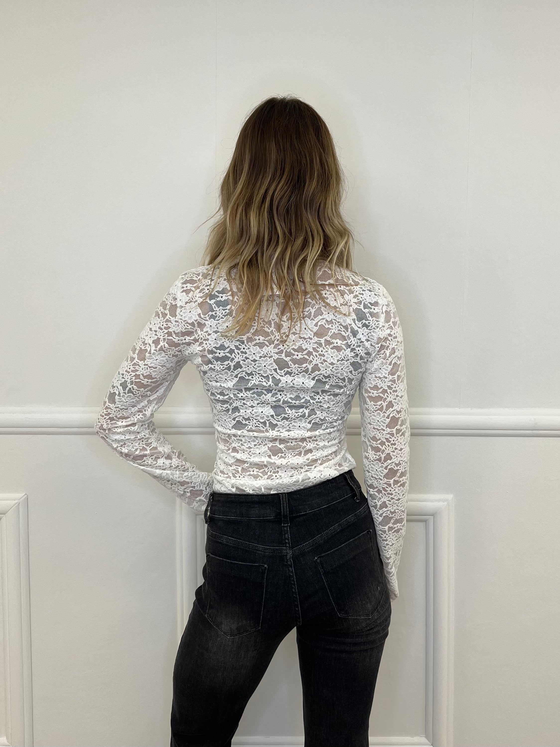 Camicia Pizzo Alamari 12314 Bianco