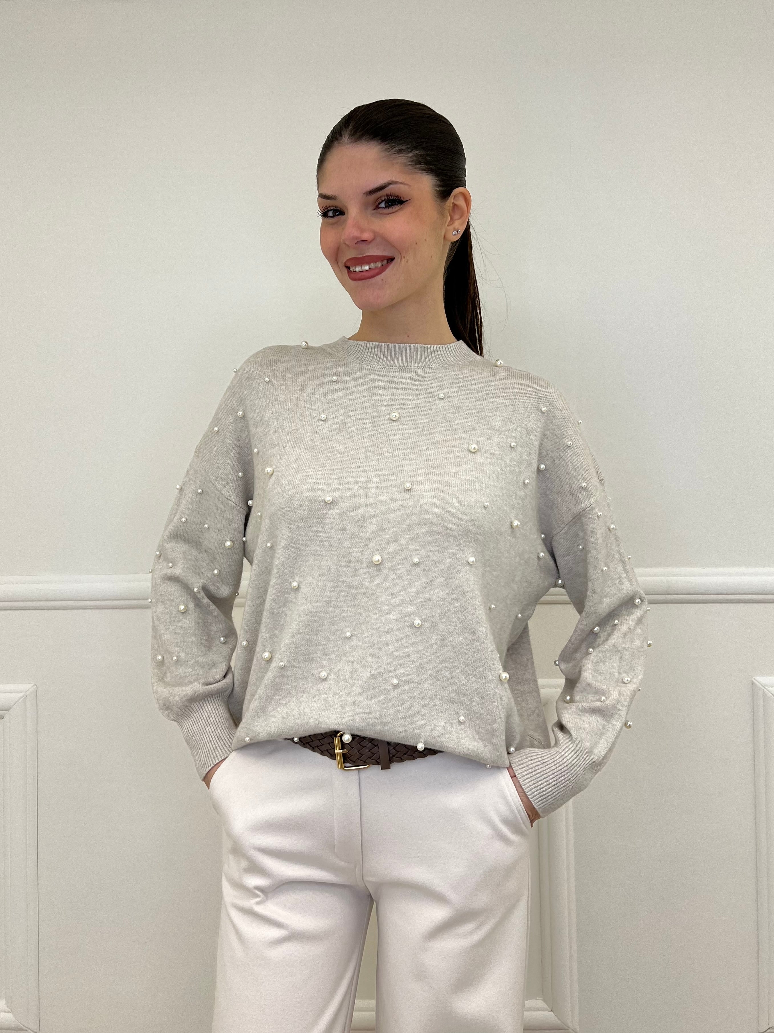 Maglia Perle Girocollo 7313 Ecru