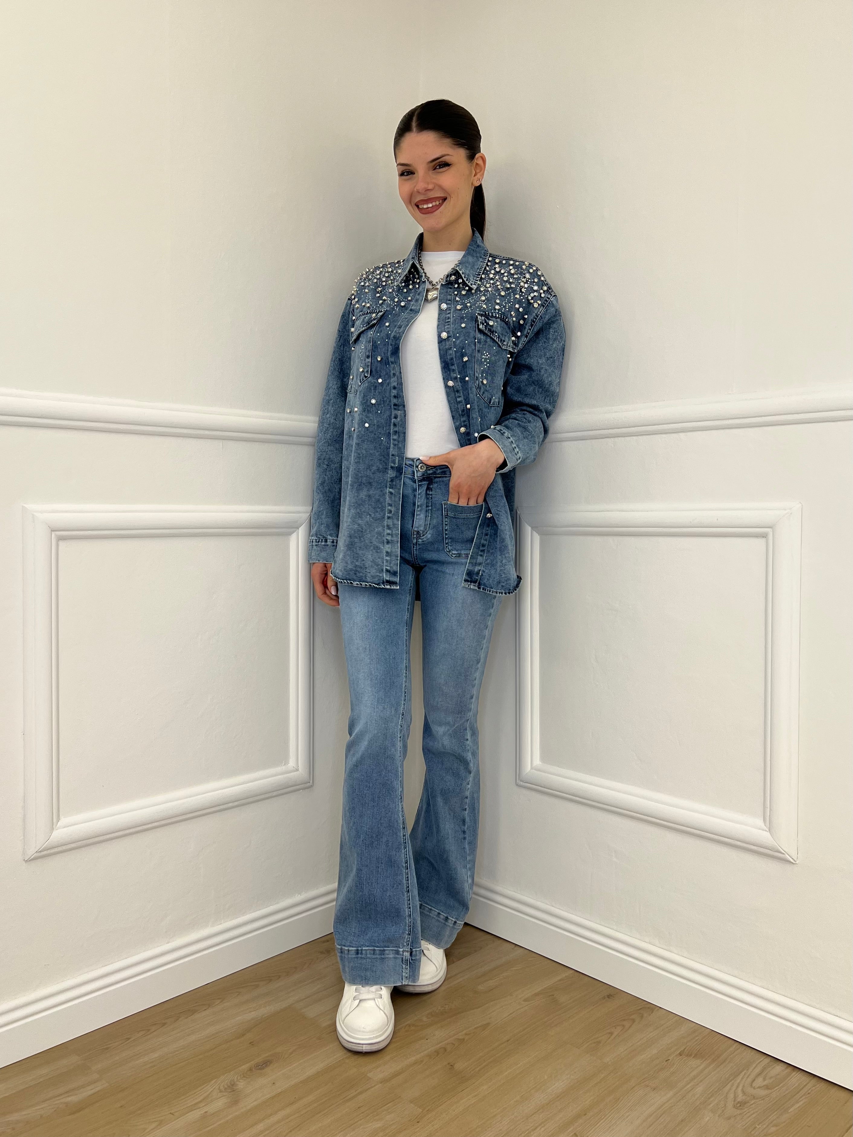 Jeans Flare Tasche Frontali 2305