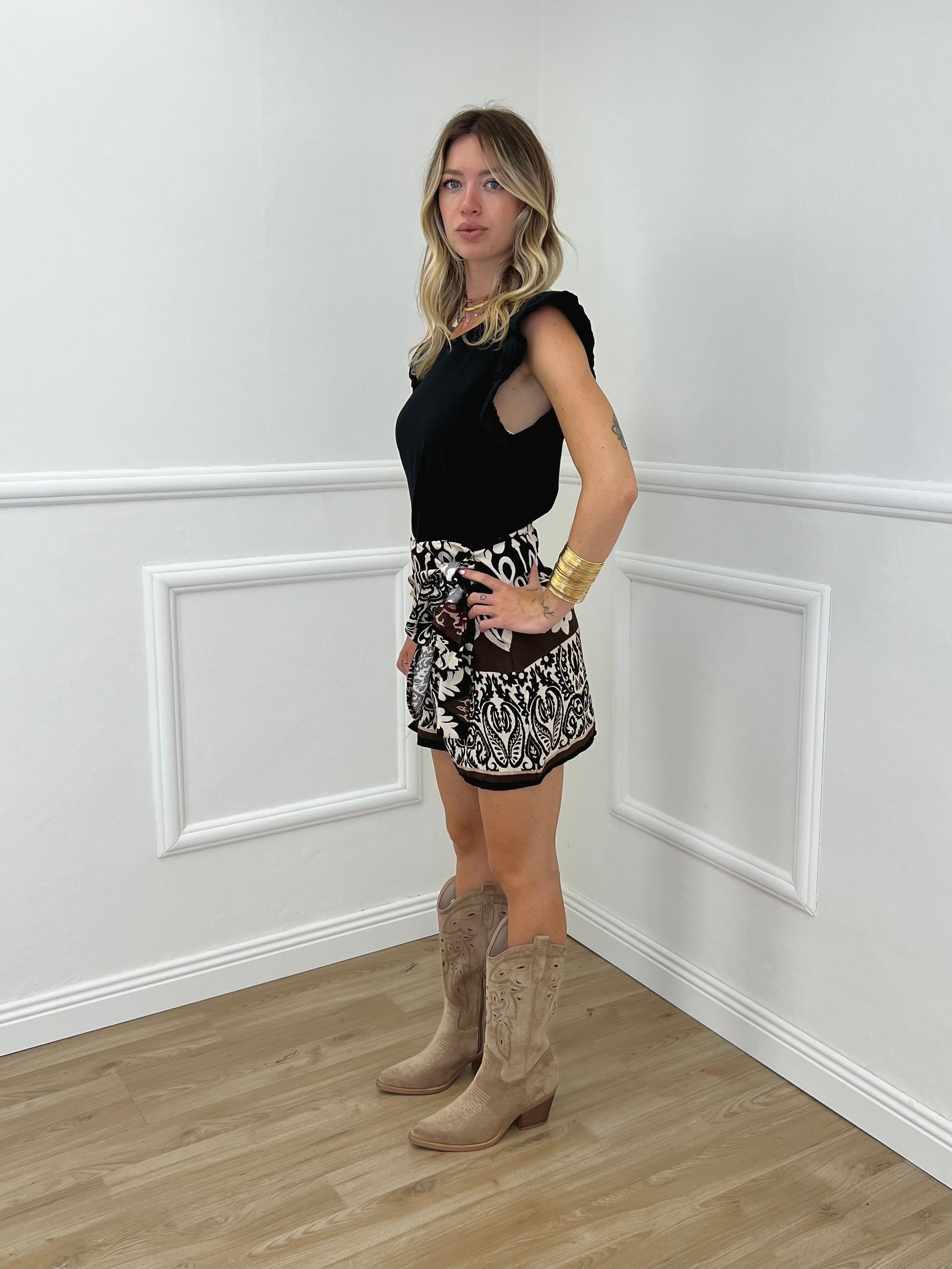 T-shirt Con Rouches 1673 Nero