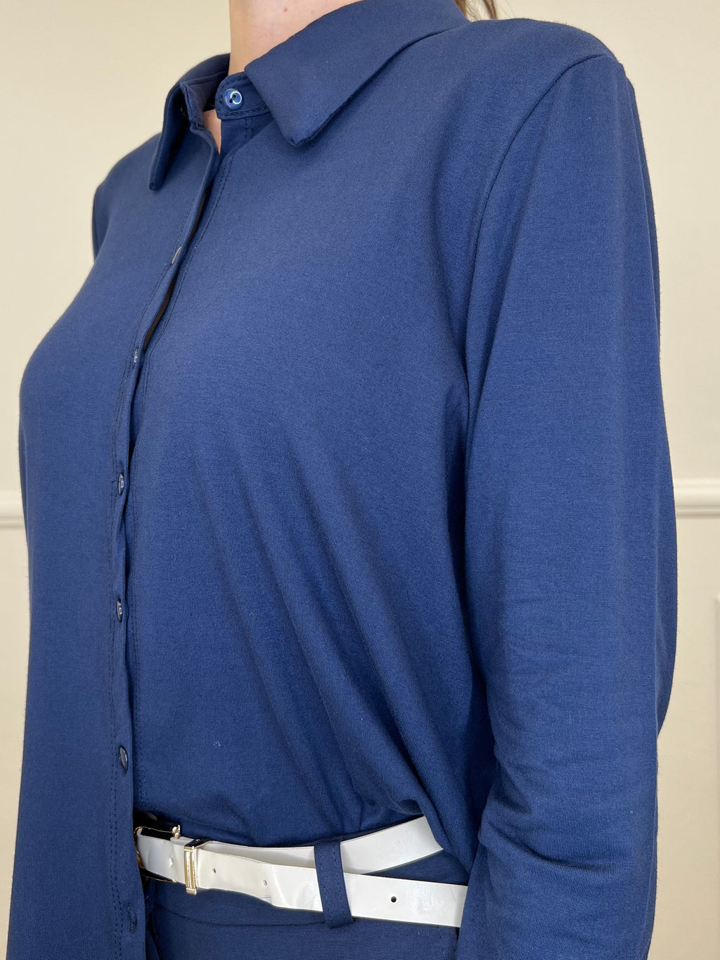 Camicia in Jersey di Viscosa 28163 Blu