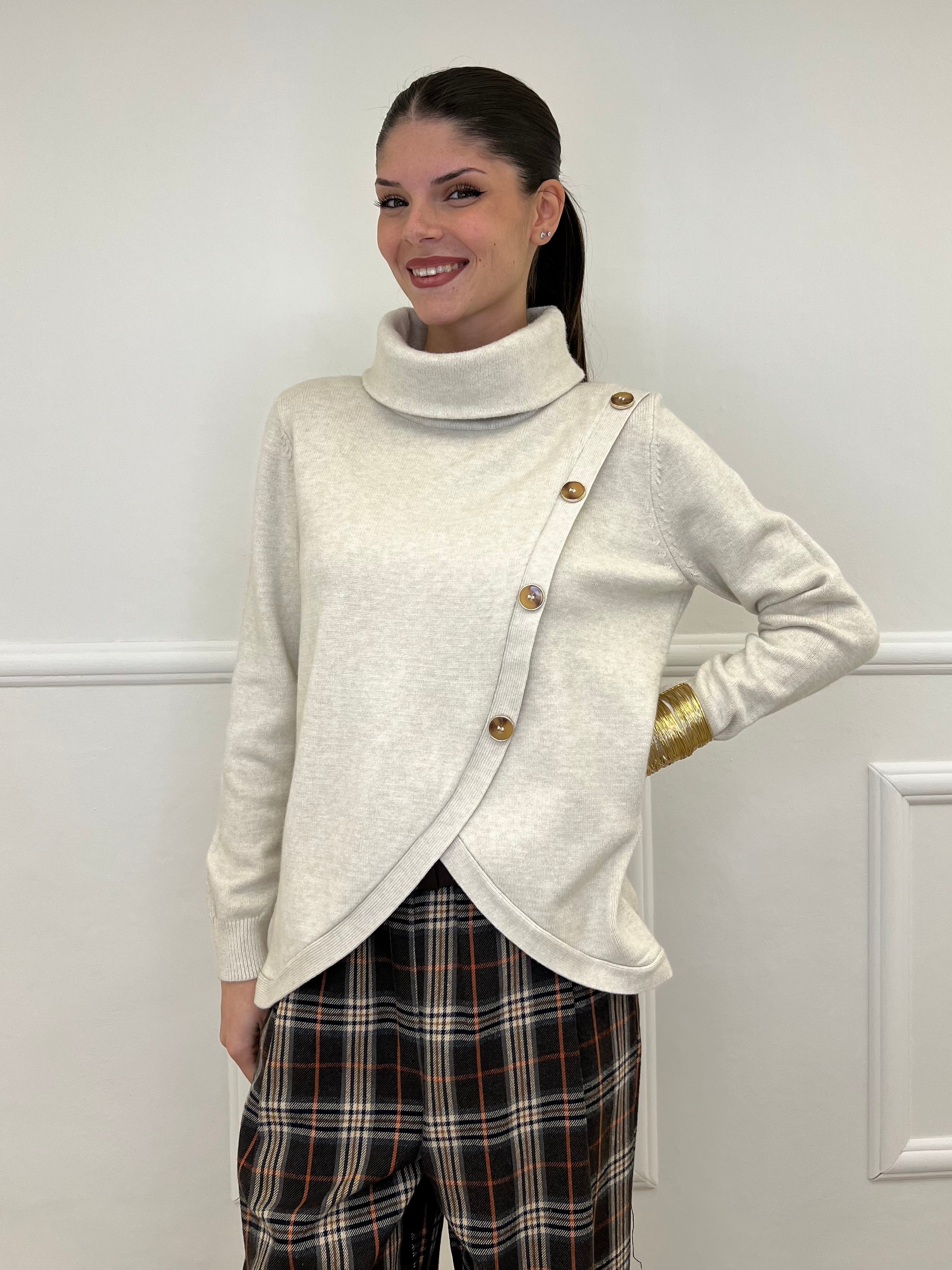 Maglia Sormontata Bottoni 9632 Ecru